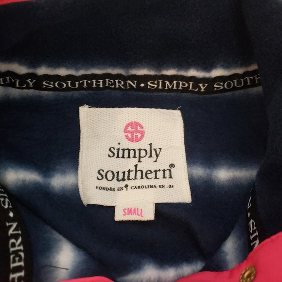 Simply Southern Blue Tie Dye Striped Snap Front Pullover Jacket Sweater Small - Picture 7 of 8